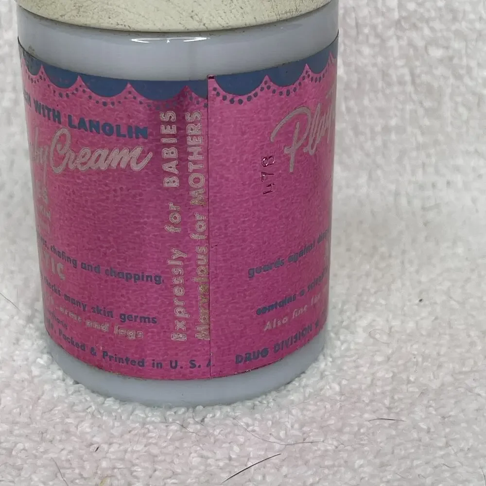 Vintage 1948 Playtex Baby Cream Full Size Glass Jar with Lanolin NEW
